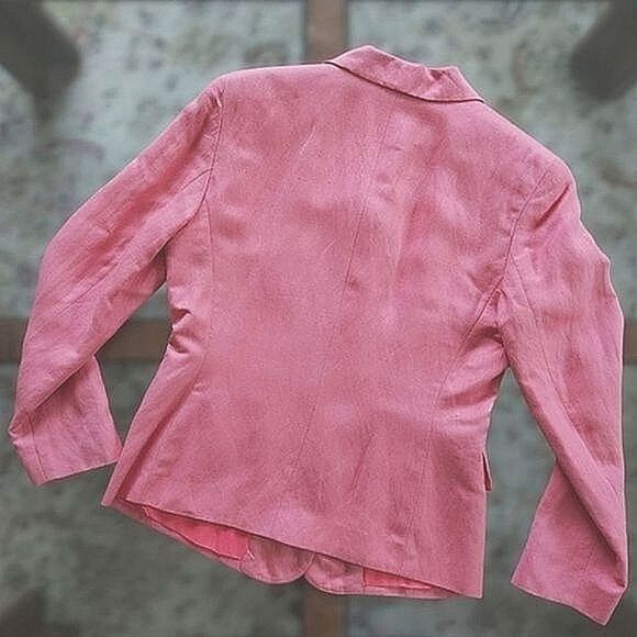 Vtg Anne Taylor rose pink linen blend blazer - Picture 5 of 13